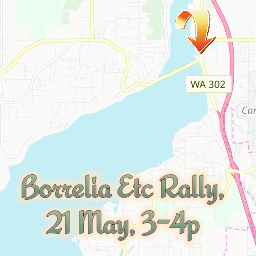 A map that points out the location of the BorreliaEtc Rally on 21 May at 3p